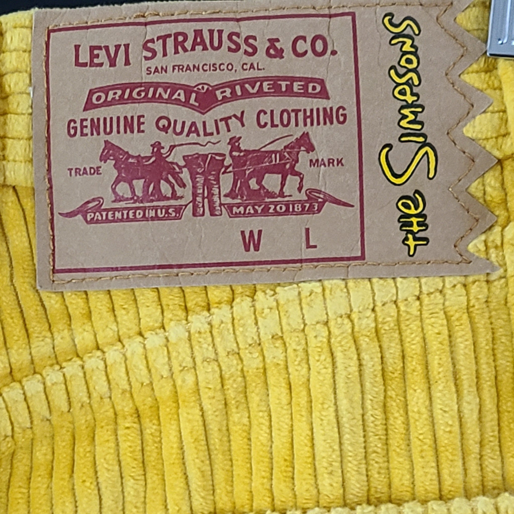 Levi's Women's The Simpsons™ X High Loose Corduroy Jeans Cotton Yellow Sz 26