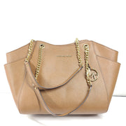 Michael Kors Saffiano Leather Jet Set Large Chain Shoulder Bag 35T5GTVT3L Tan