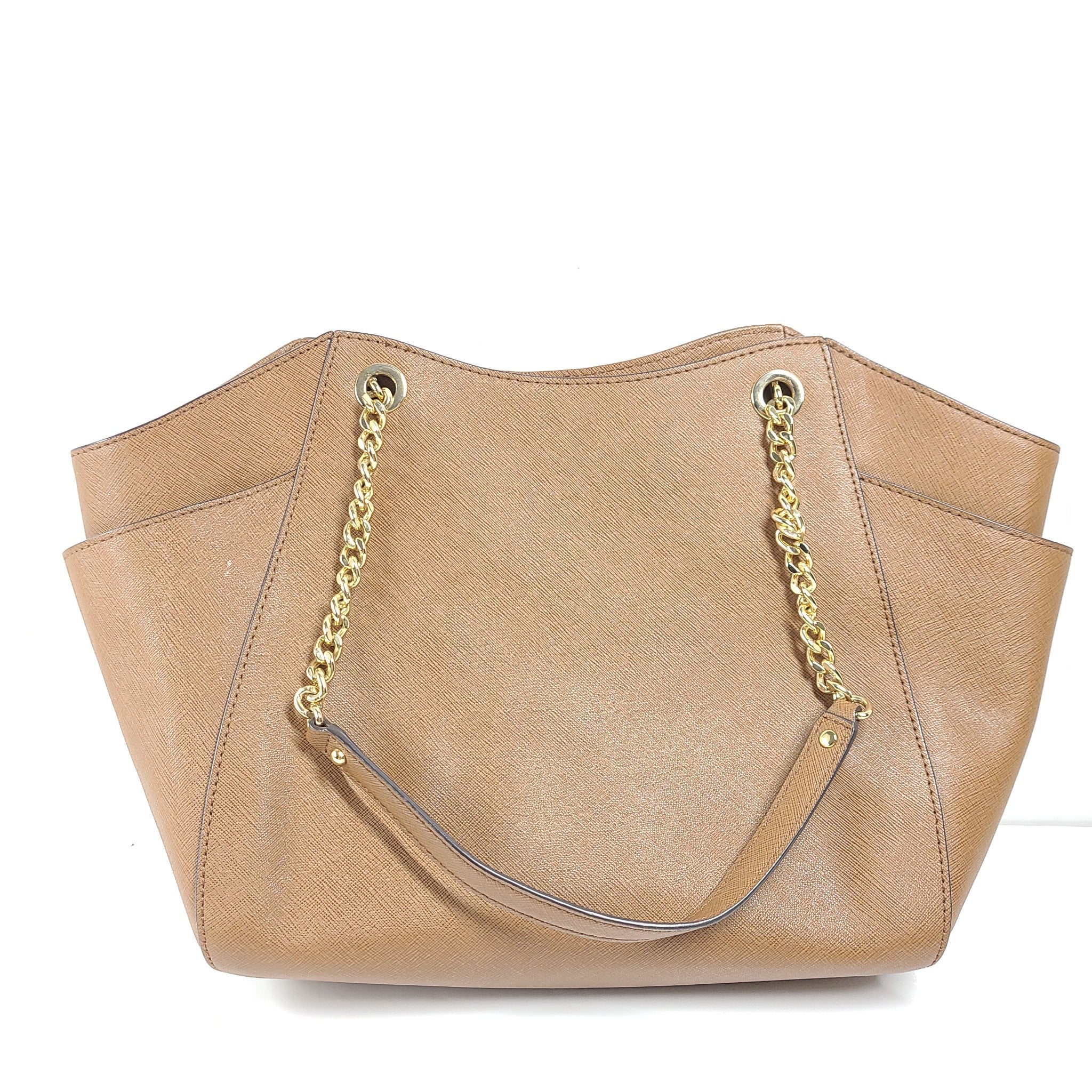 Michael Kors Saffiano Leather Jet Set Large Chain Shoulder Bag 35T5GTVT3L Tan
