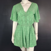 Maje Women's Jumpsuit One-piece V-neck Playsuit Lightweight Fitted Green Sz S
