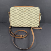 Michael Kors Jet Set Charm Leather Crossbody Logo Large East/West Bag Brown Gold