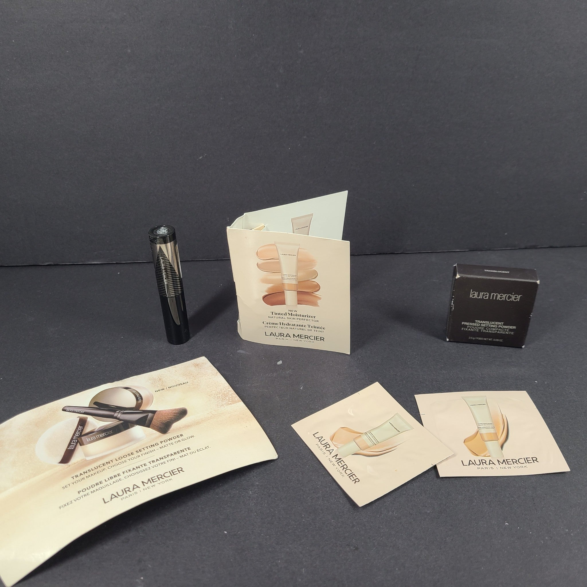 5 Pc Set Laura Mercier Translucent Powder Mascara Moisturize Make Up Tester Sz