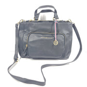 Tommy Hilfiger Satchel Bag Zippered Handbag Crossbody Strap Faux Leather Blue