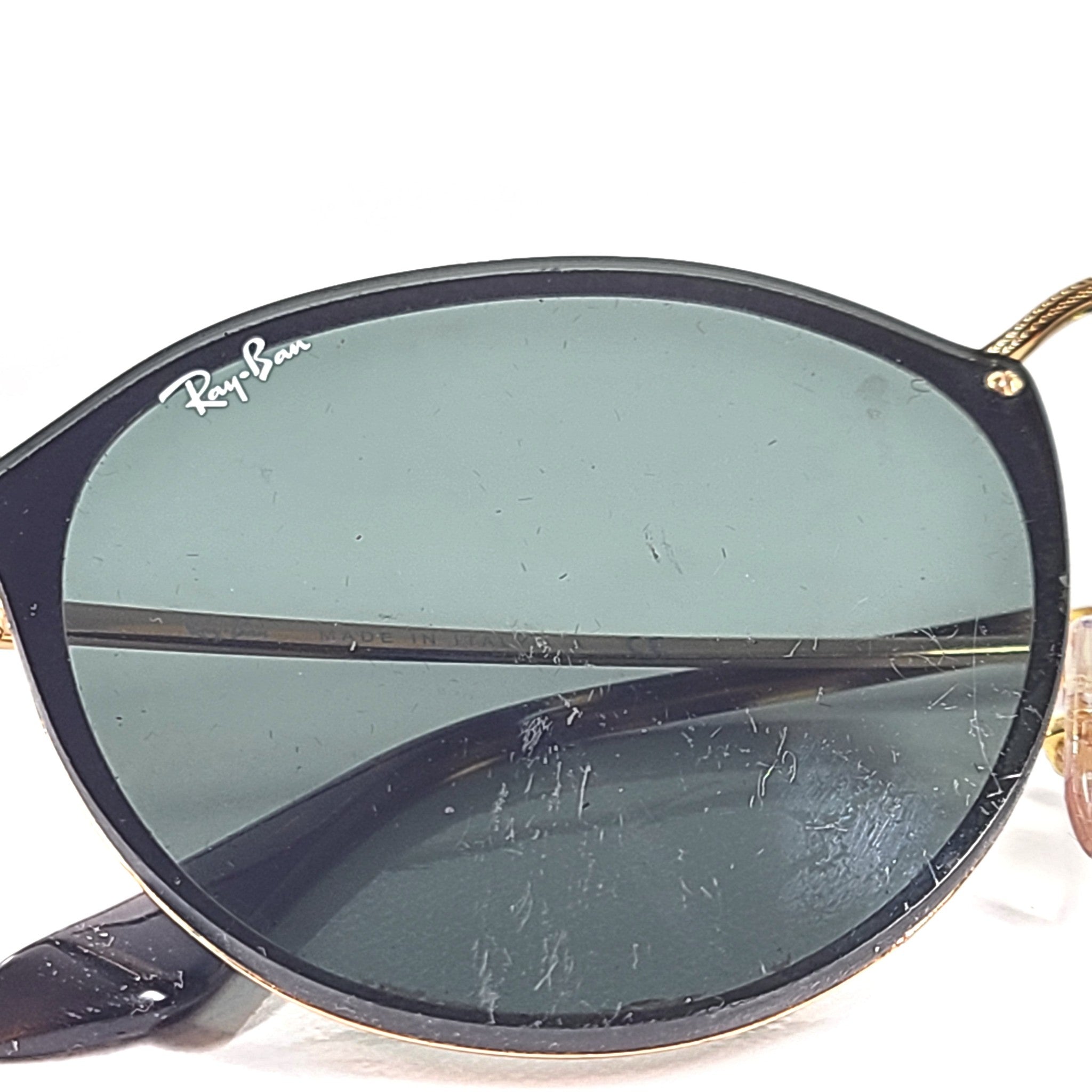 Ray-Ban Blaze Round Sunglasses RB3574-N 001/71 59x14 Gold Frame Green Lens READ