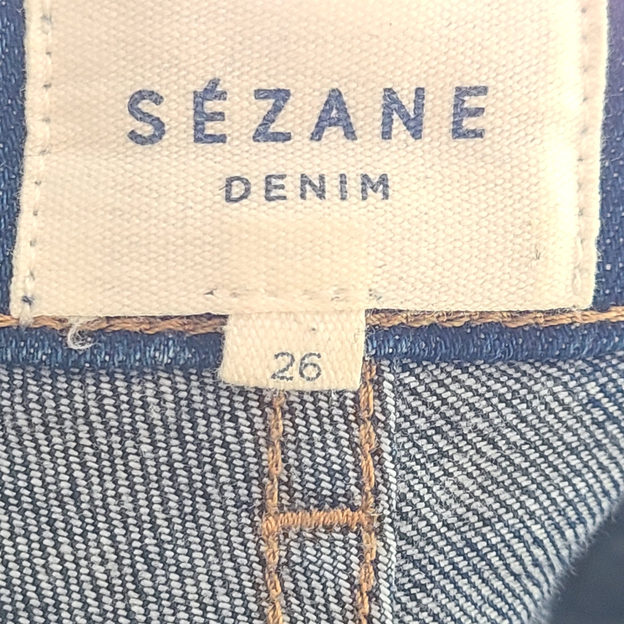 Sezane L'iconique Droit Iconic Straight Denim Jeans High Rise Medium Blue Sz 26