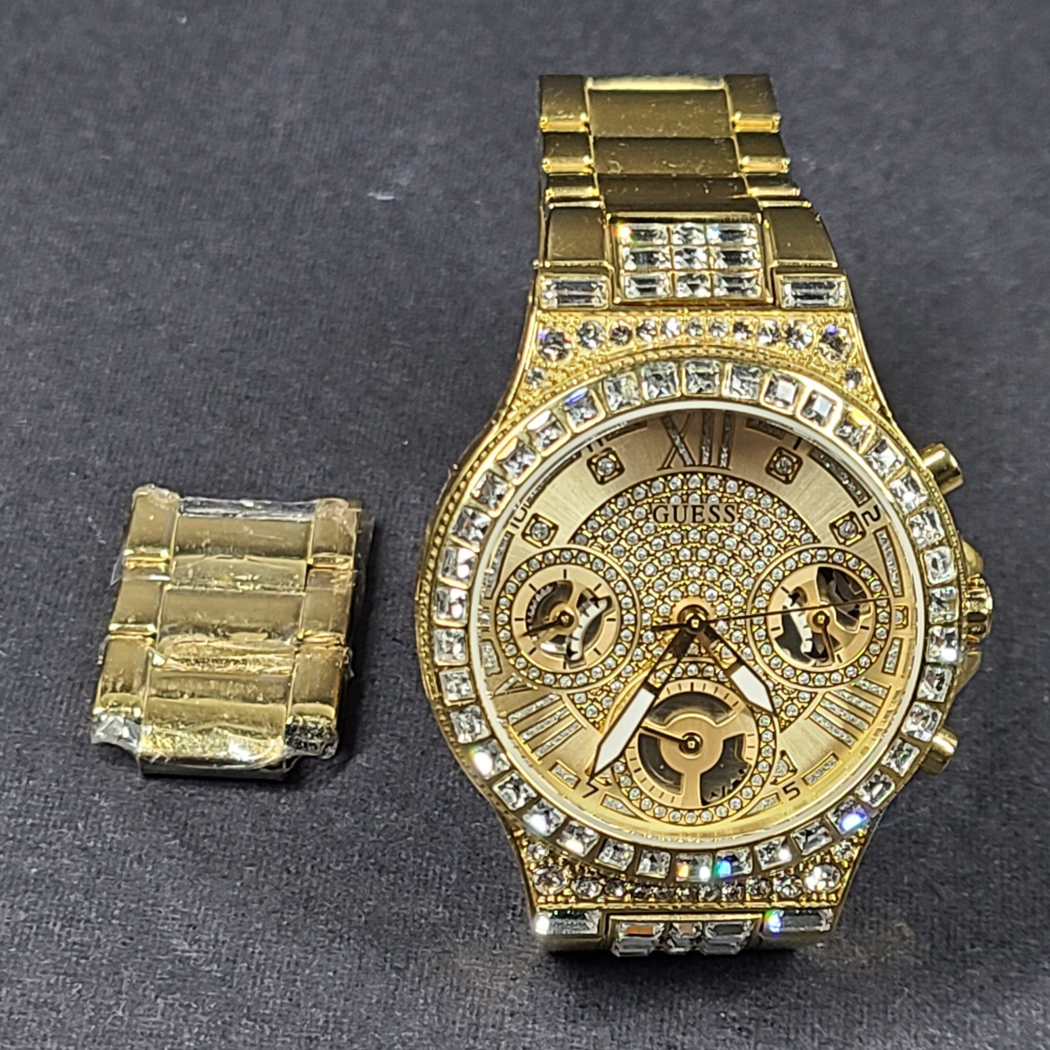 GUESS Ladies Moonlight Gold Tone Multi-function Watch Crystal Bezel GW0320L2
