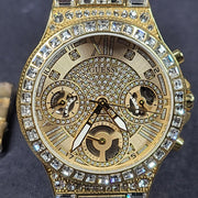 GUESS Ladies Moonlight Gold Tone Multi-function Watch Crystal Bezel GW0320L2