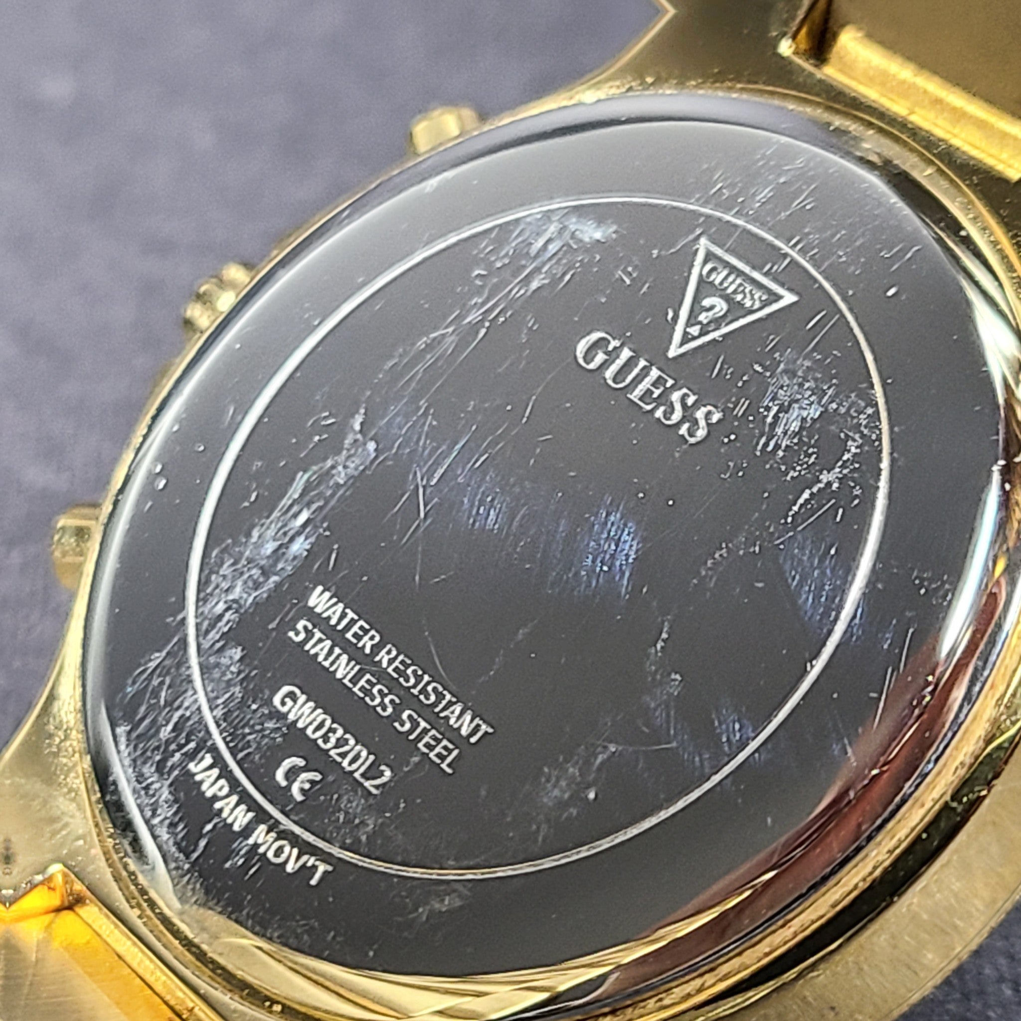 GUESS Ladies Moonlight Gold Tone Multi-function Watch Crystal Bezel GW0320L2