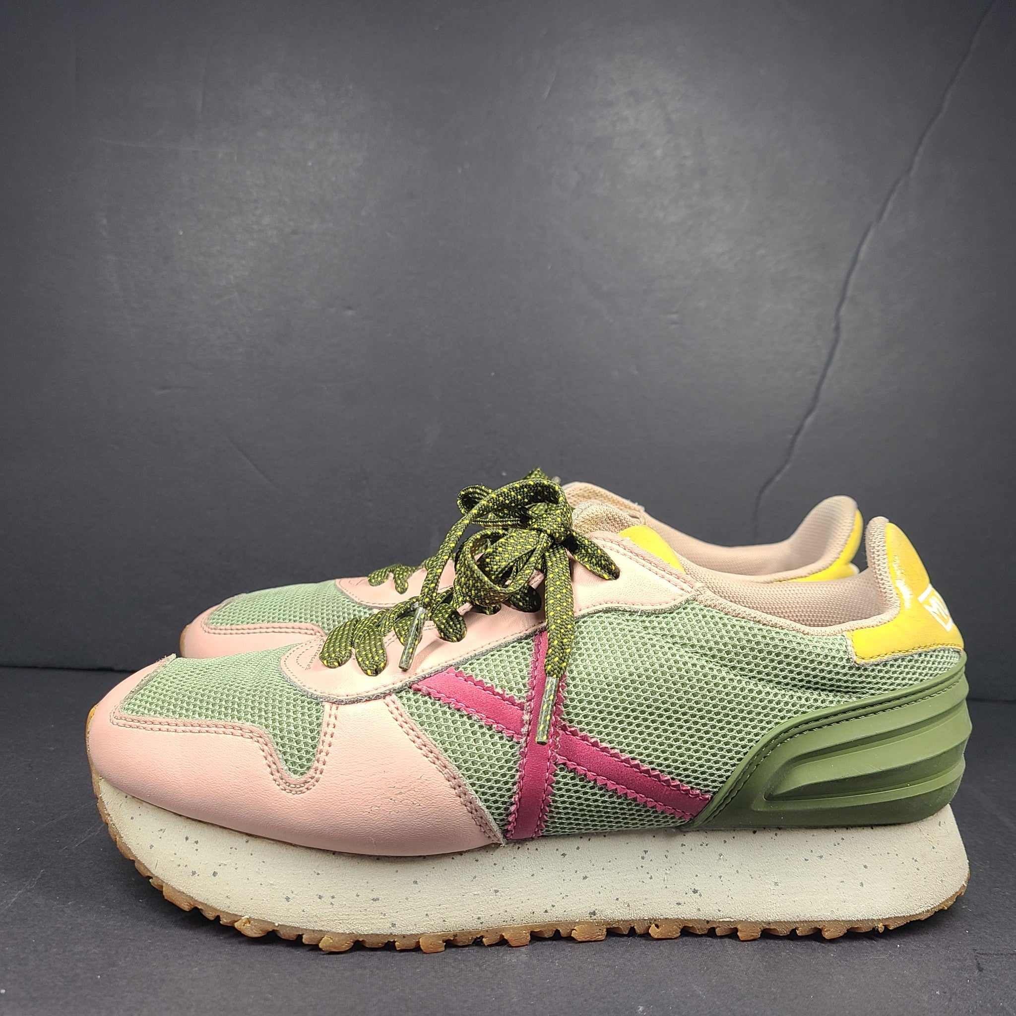 Munich Women's Massana Sky 167 Platform Sneakers Shoes Green Pink Sz 5.5