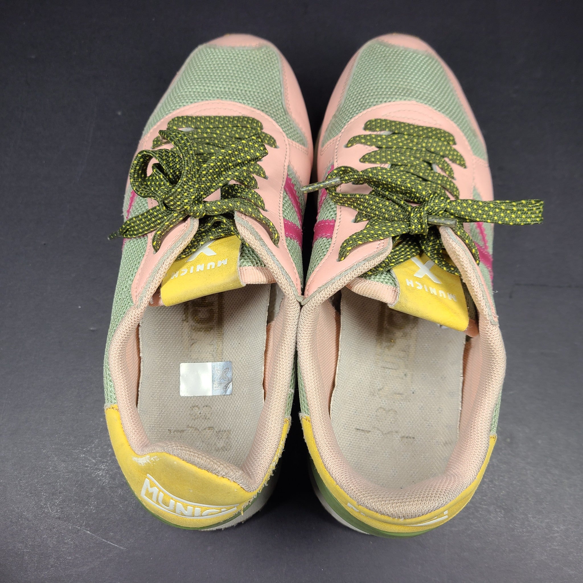 Munich Women's Massana Sky 167 Platform Sneakers Shoes Green Pink Sz 5.5