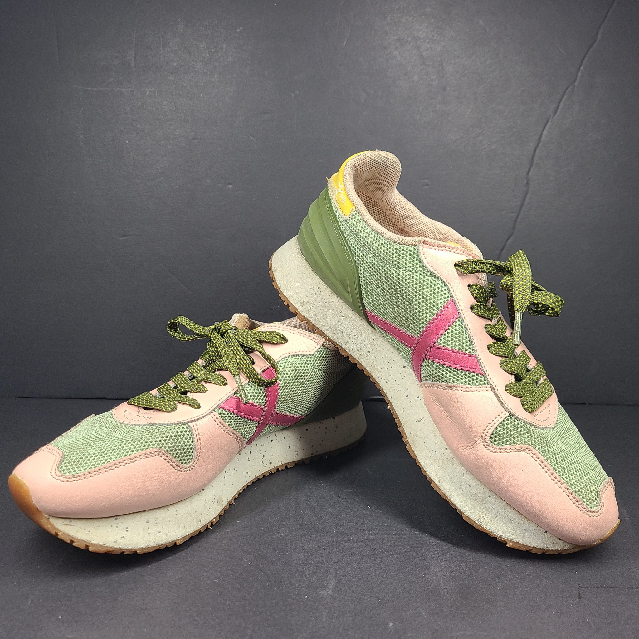 Munich Women's Massana Sky 167 Platform Sneakers Shoes Green Pink Sz 5.5