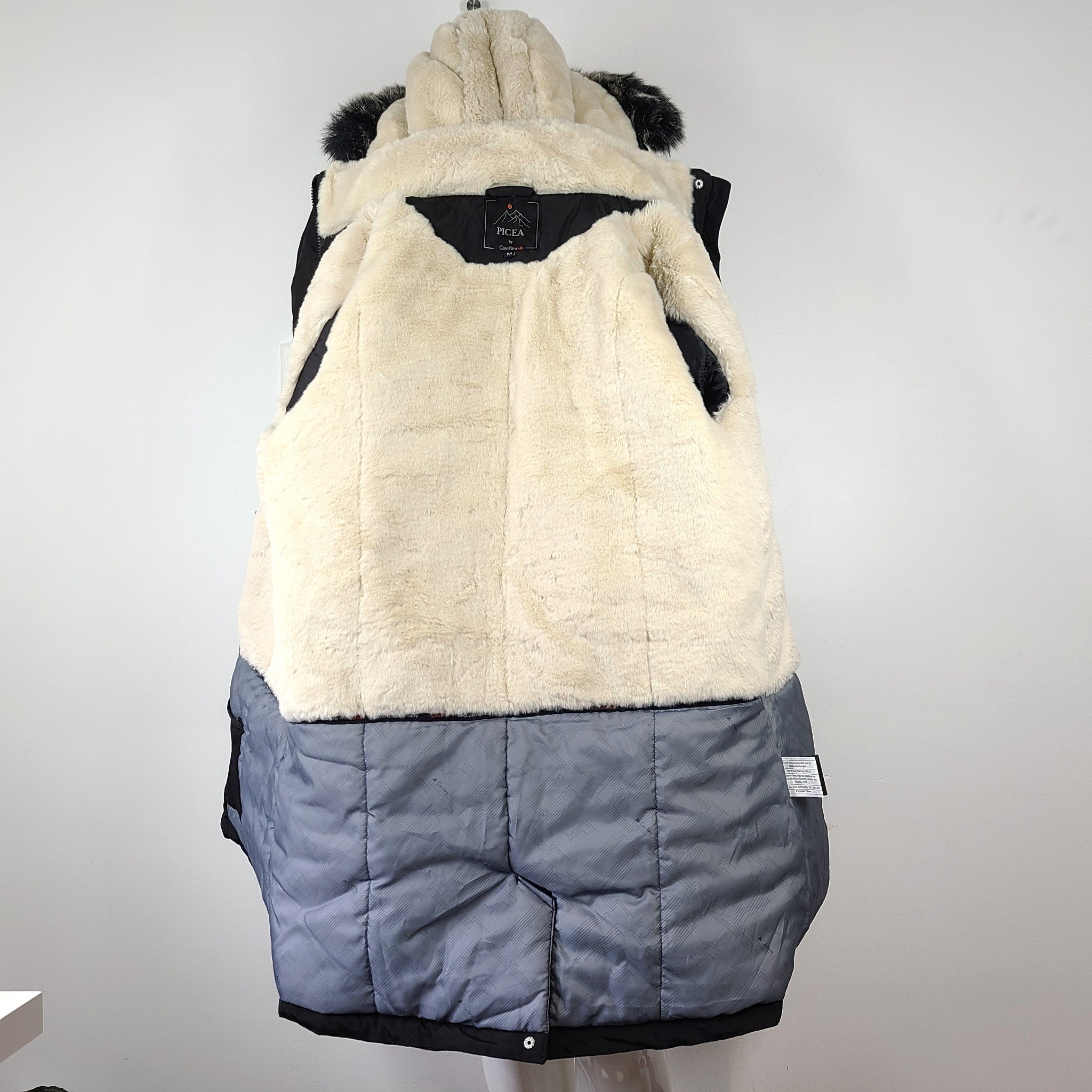 Conifere Picea Winter Parka Waterproof Windproof Hooded Faux Soft Fur Warm Black