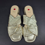 Hogl Women's Slides Slippers Mules Gold Metallic Full Grain Leather Sz 7.5