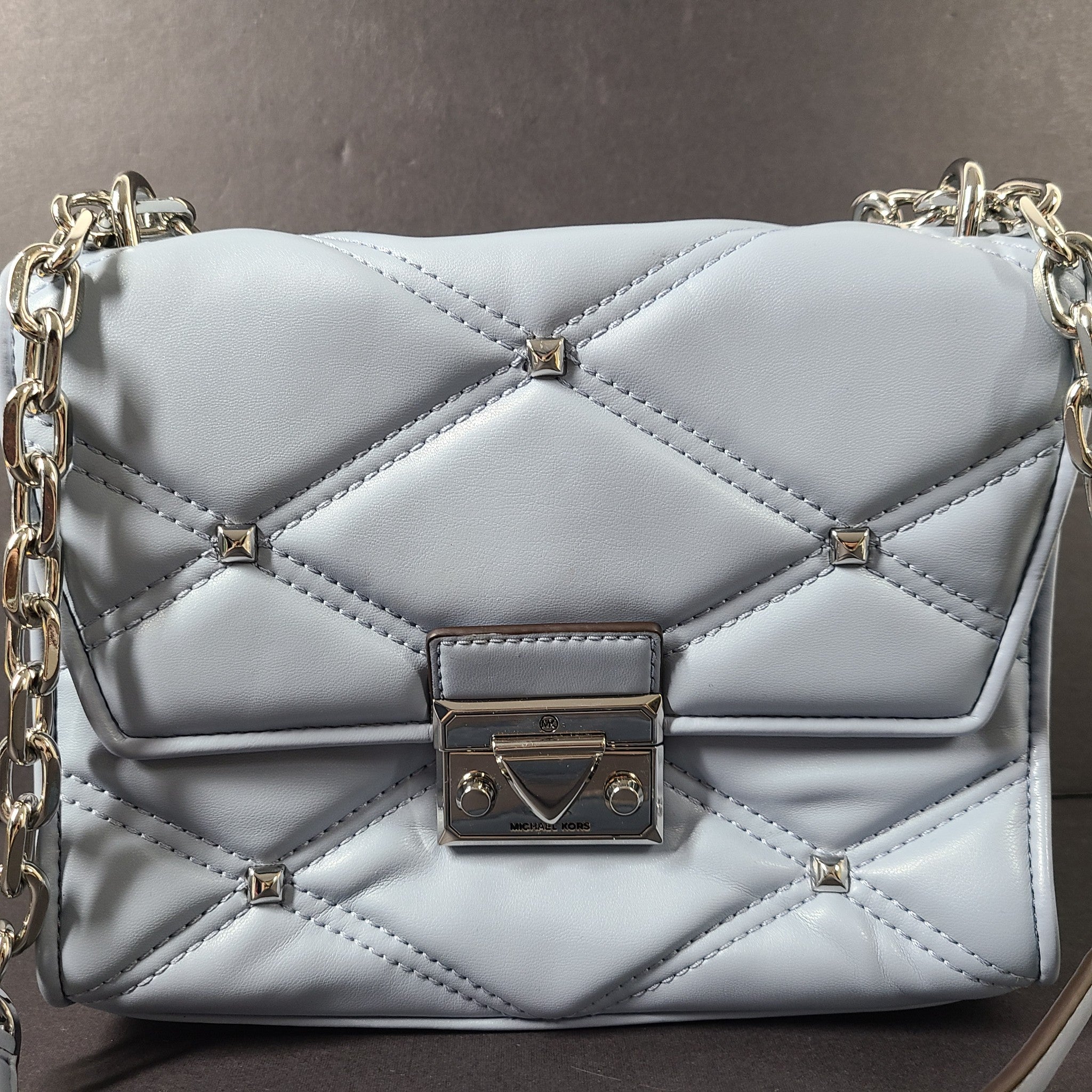 Michael Kors Serena Medium Flap Convertible Shoulder Crossbody Bag Pale Blue