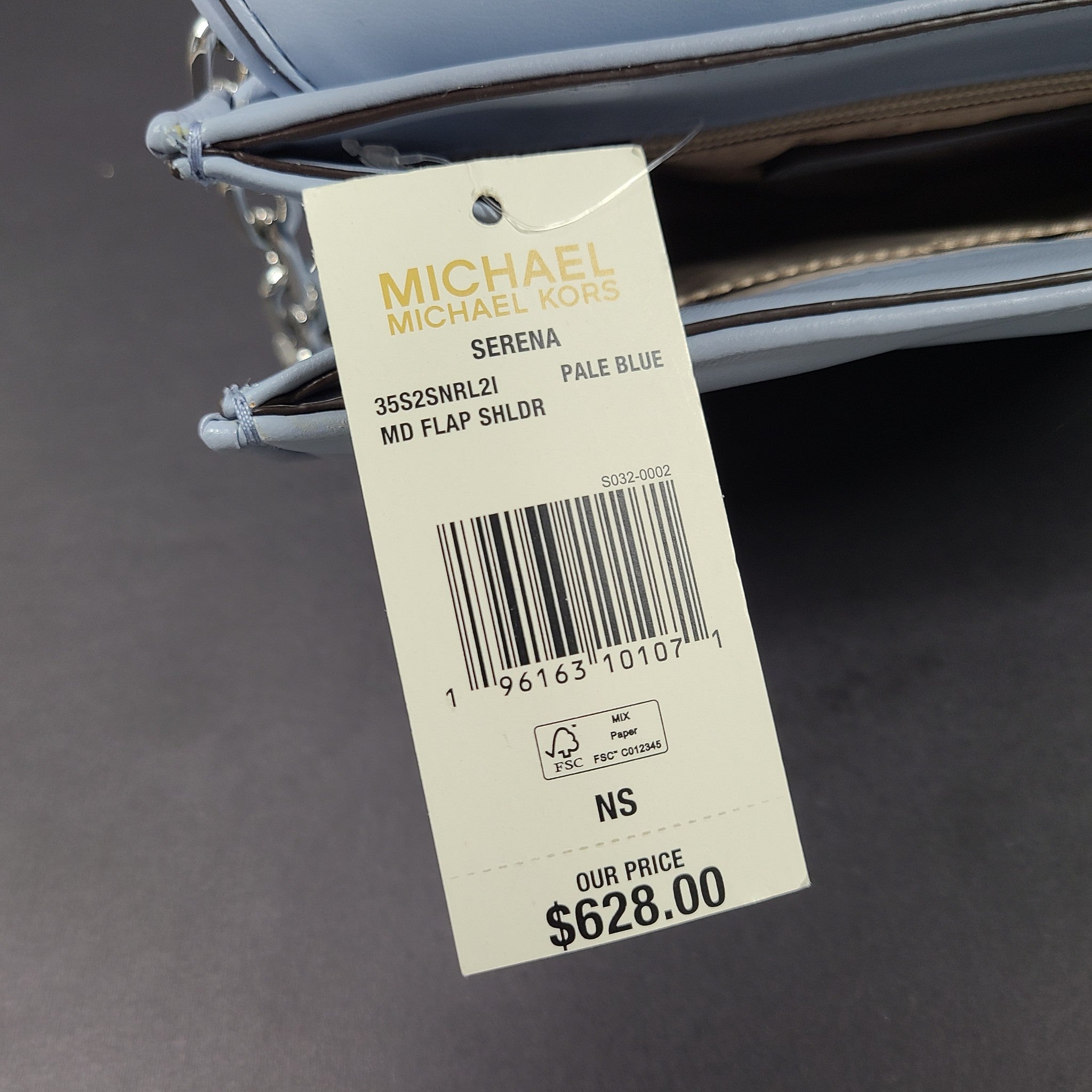 Michael Kors Serena Medium Flap Convertible Shoulder Crossbody Bag Pale Blue