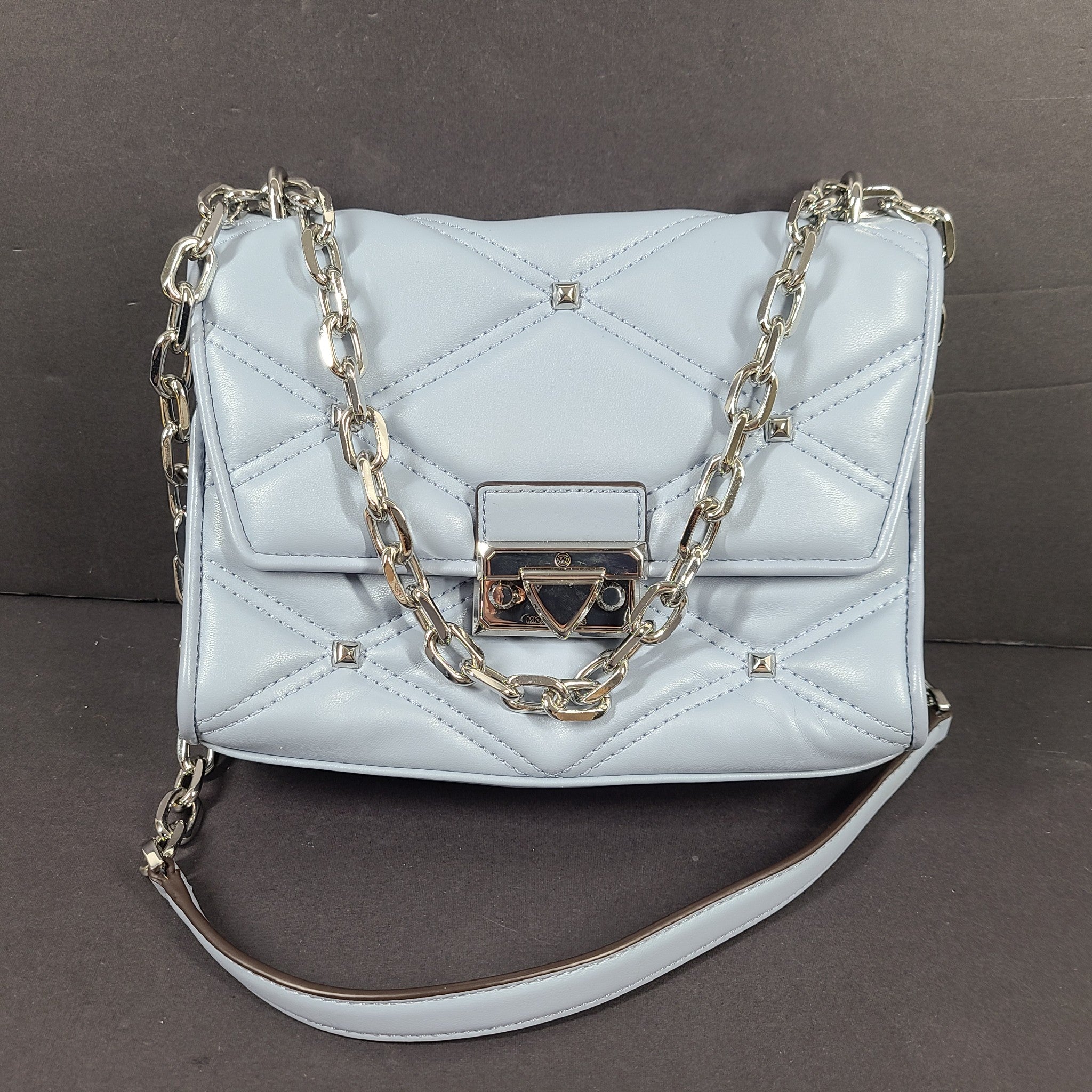 Michael Kors Serena Medium Flap Convertible Shoulder Crossbody Bag Pale Blue