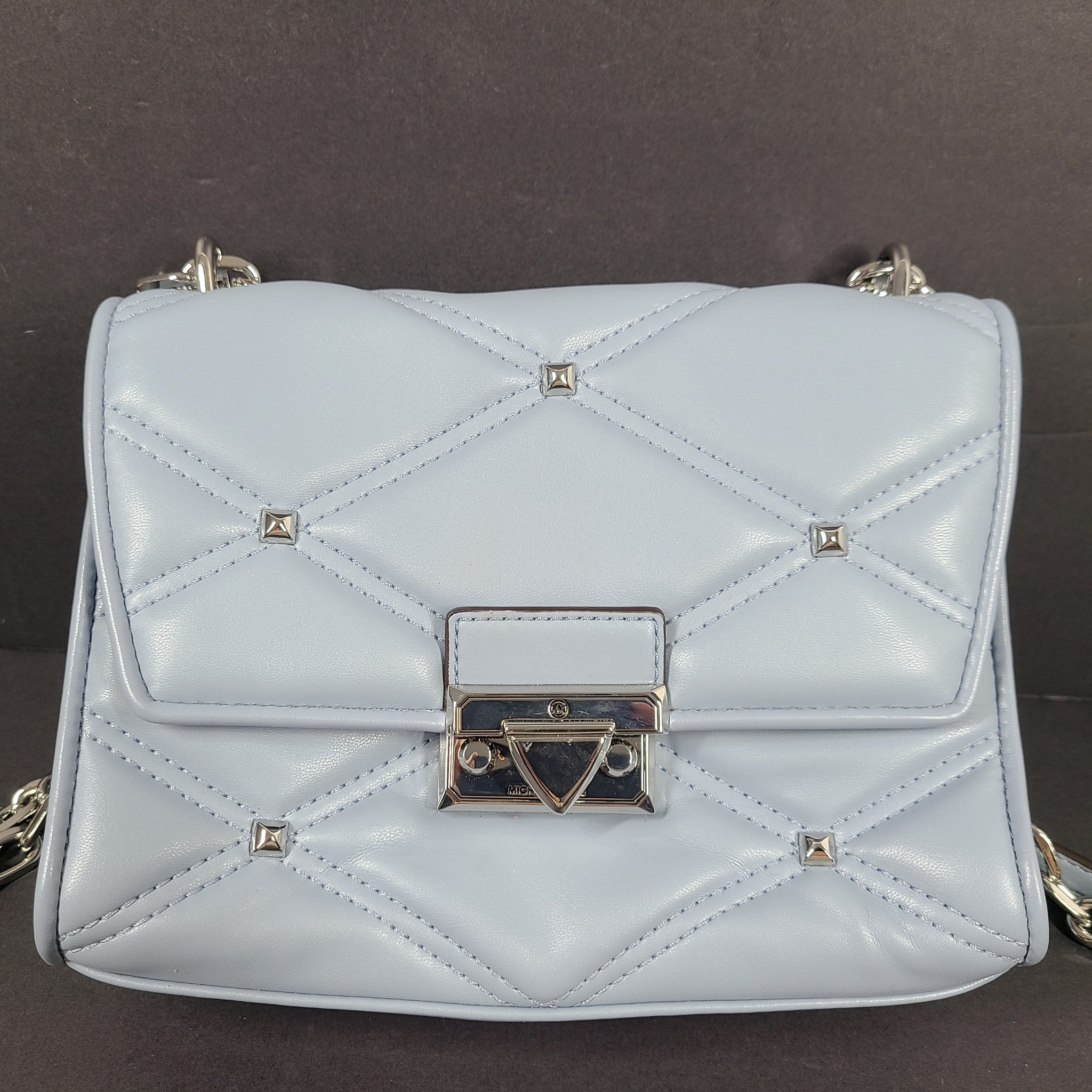 Michael Kors Serena Medium Flap Convertible Shoulder Crossbody Bag Pale Blue