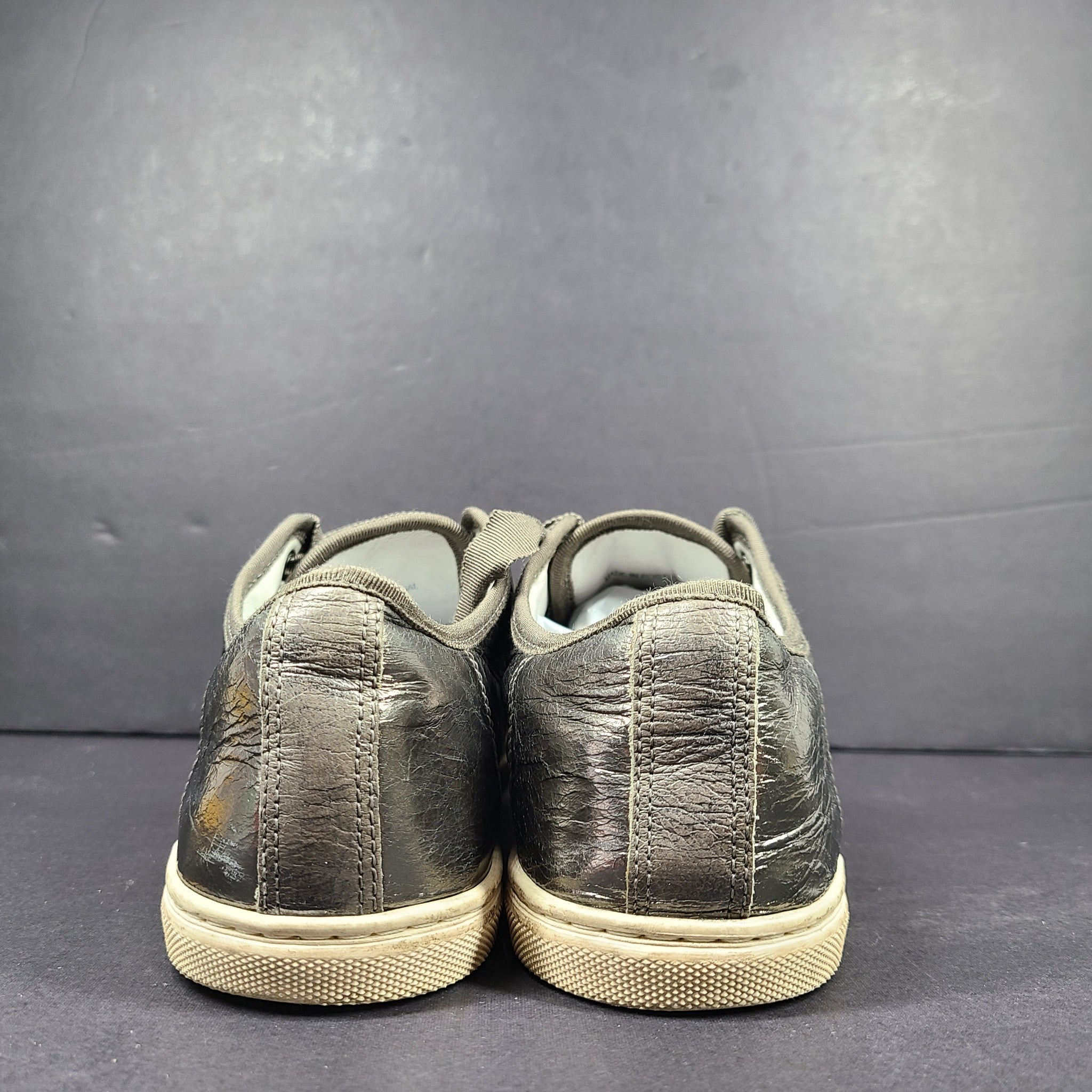 Lanvin Women's Patent Cap Toe Leather Fashion Sneaker Metallic Gray Size 8 (39)