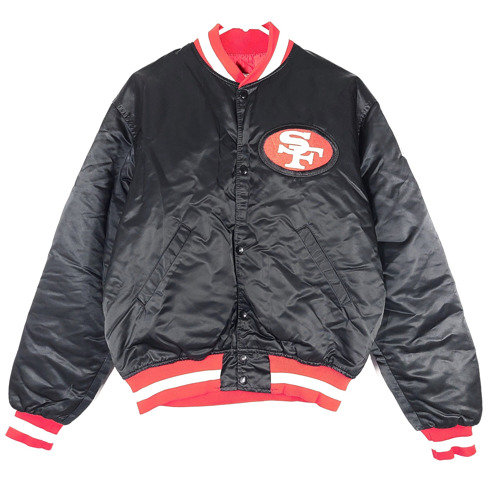 Vtg Pro Line Starter Full-Snap Stadium Jacket San Francisco 49ers Satin Black L