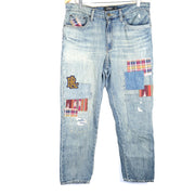 Ralph Lauren LRL Women's Patchwork Relaxed Tapered Jeans Blue Sz 8