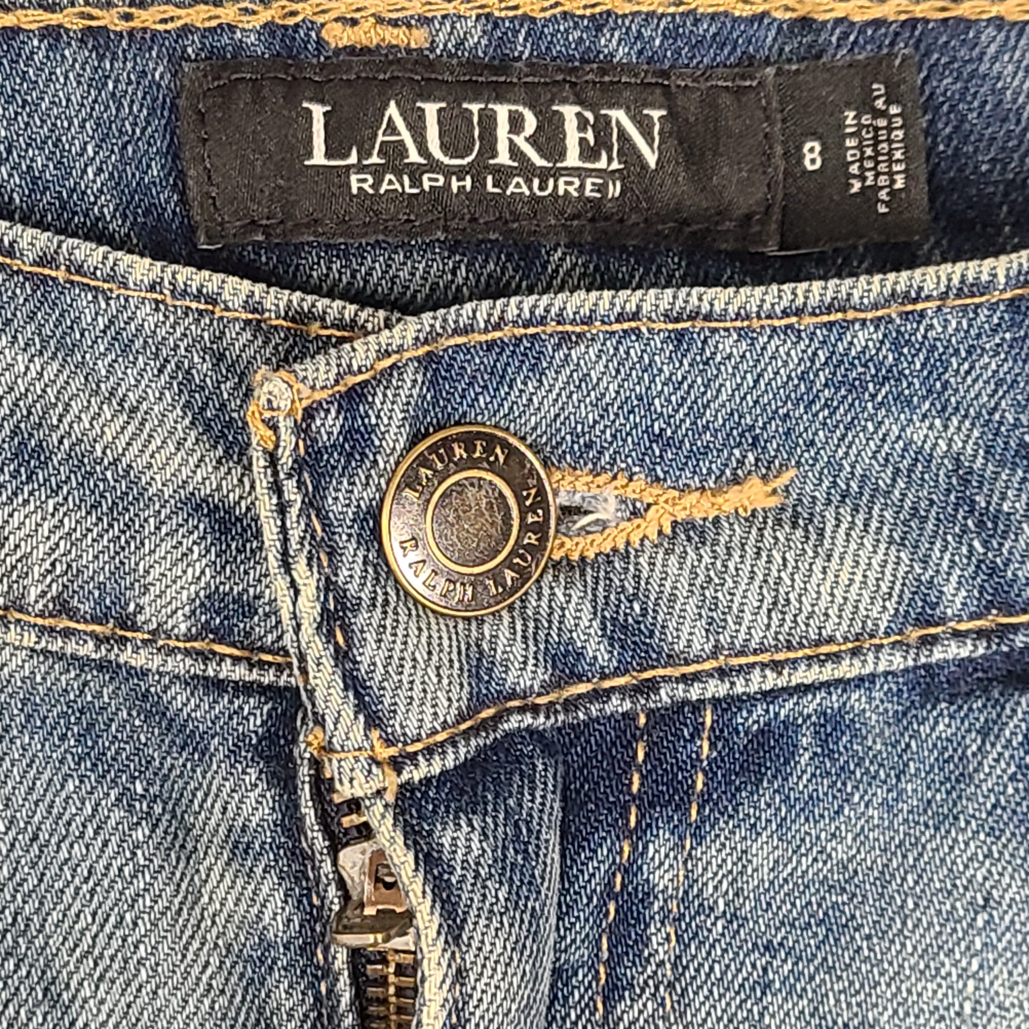 Ralph Lauren LRL Women's Patchwork Relaxed Tapered Jeans Blue Sz 8