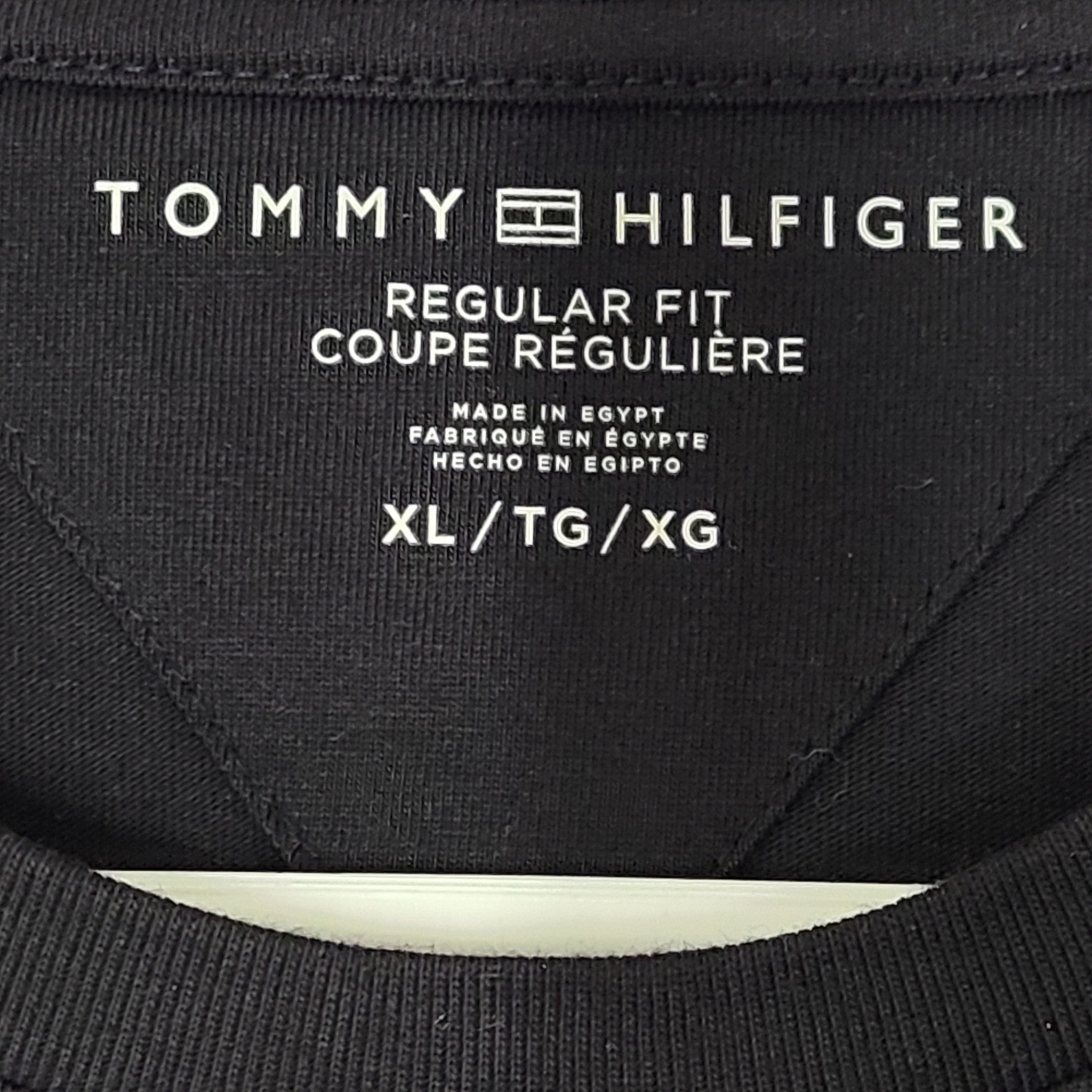 Tommy Hilfiger Men's Essential Script Logo Crewneck T-Shirt Cotton Black Sz XL