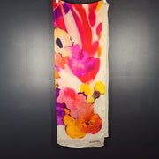 Chanel CC XL Silk Scarf in Watercolor Camellia Print 69" x 26"
