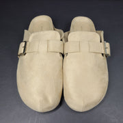 Pretty Little Thing Women's Faux Suede Buckled Mule Clogs Cozy Beige Sz 8