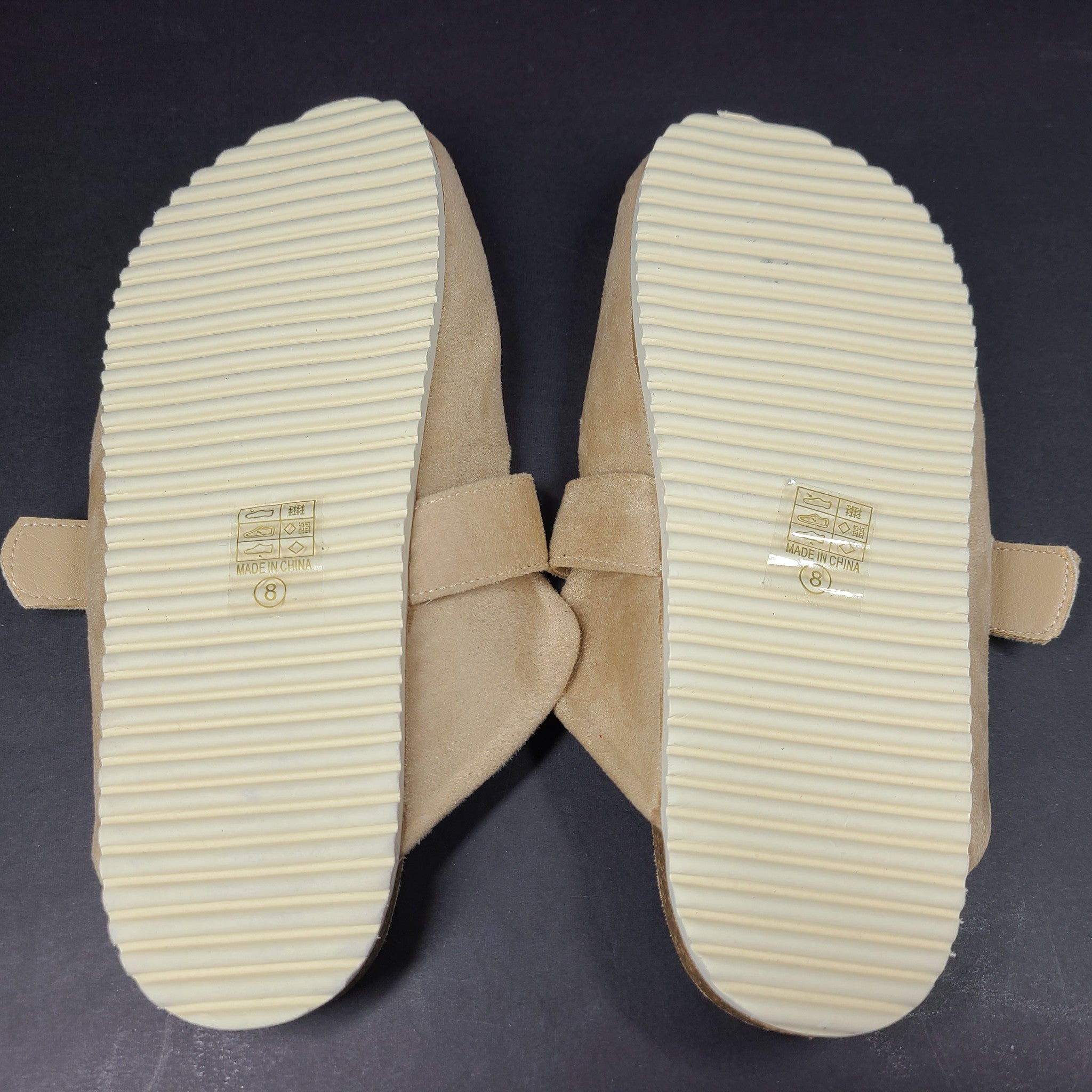 Pretty Little Thing Women's Faux Suede Buckled Mule Clogs Cozy Beige Sz 8