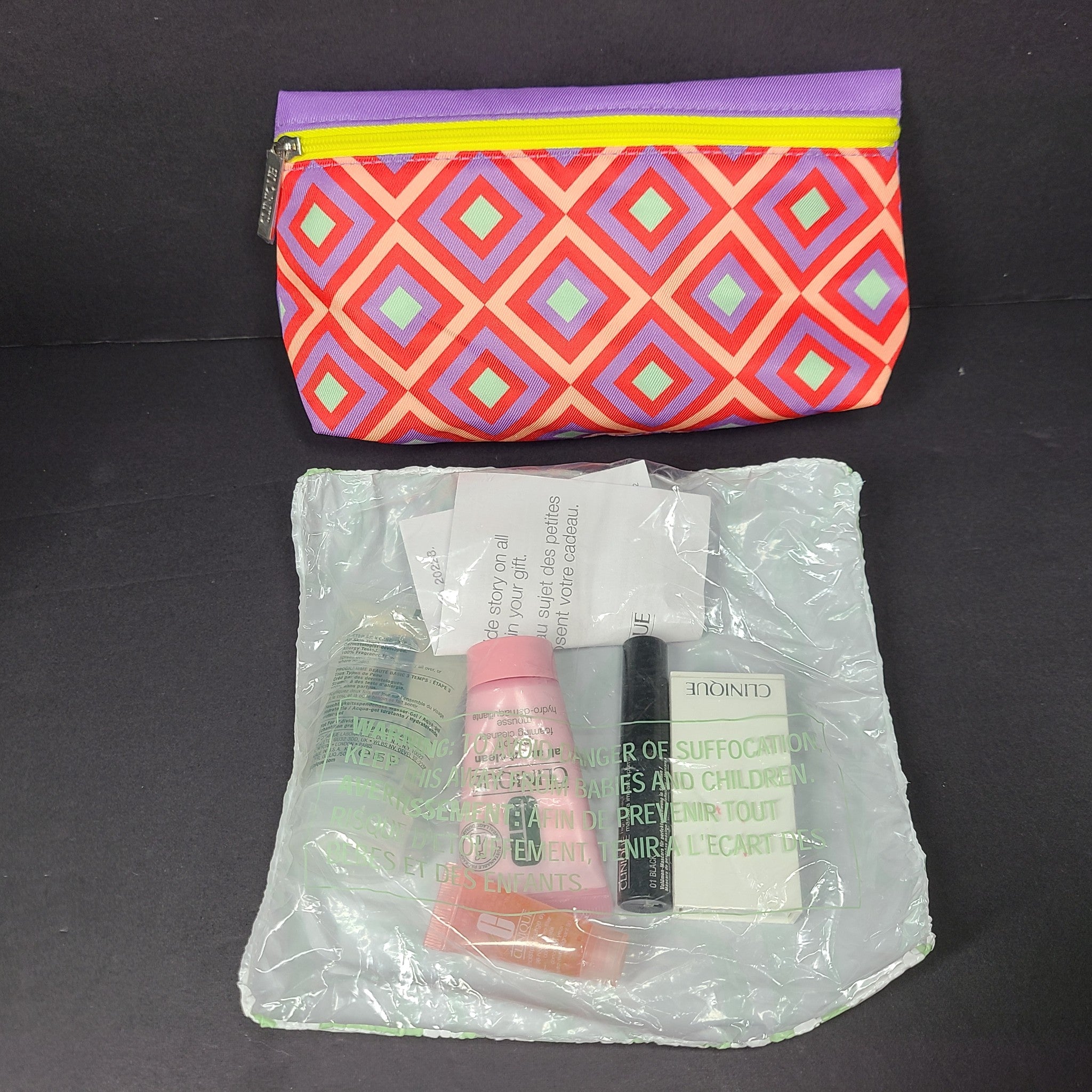 7 Pc Gift Set Clinique Mascara+ Lipstick+ Eye Shadow+ Eye/Skin Cream+ Cleanser