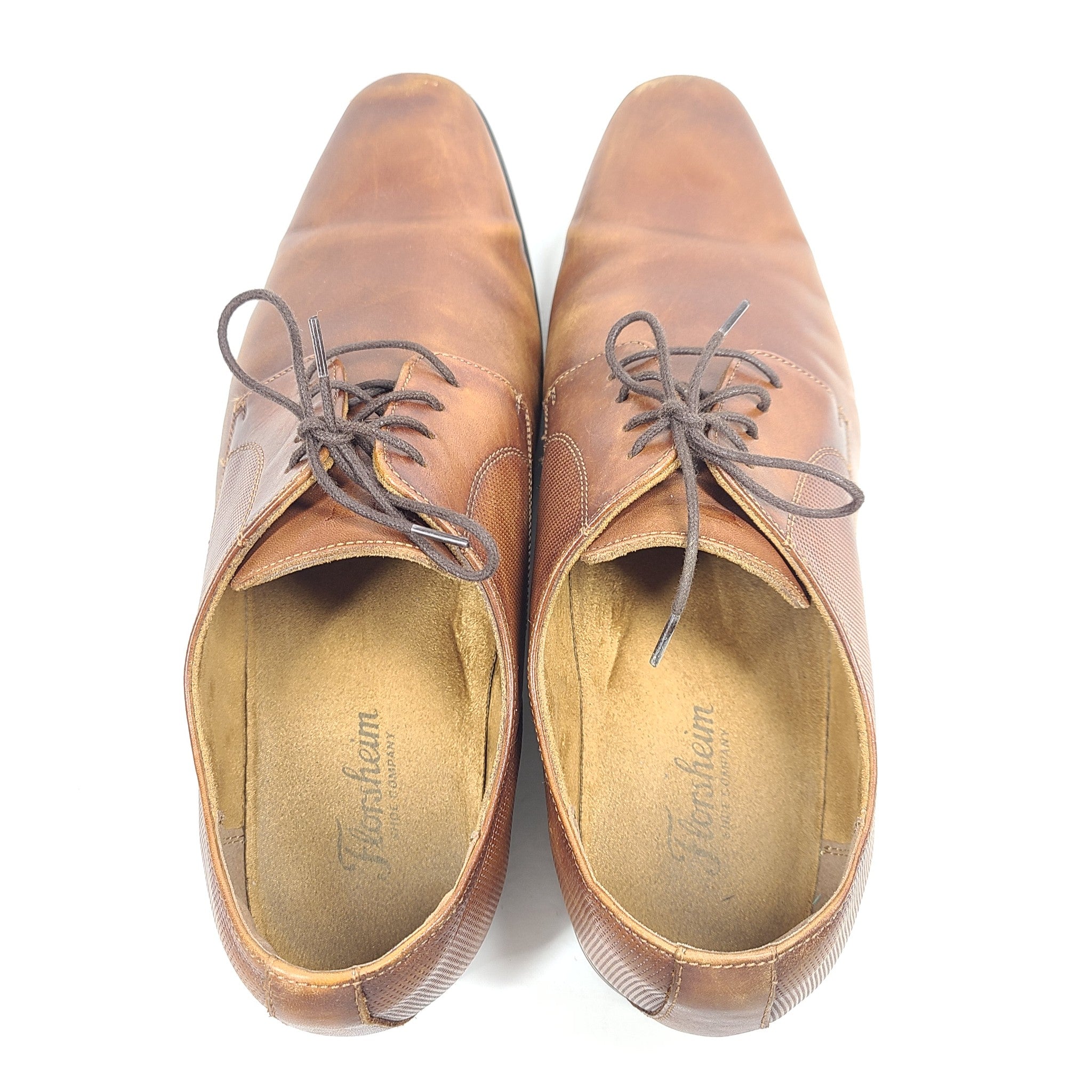 Florsheim Men's Postino Plain Toe Oxford Leather Shoes Cognac Brown US 12D