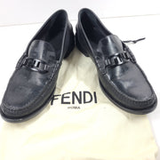 Fendi Men's O'Lock Loafers Leather FF Embossed Casual Shoes Black Sz 8