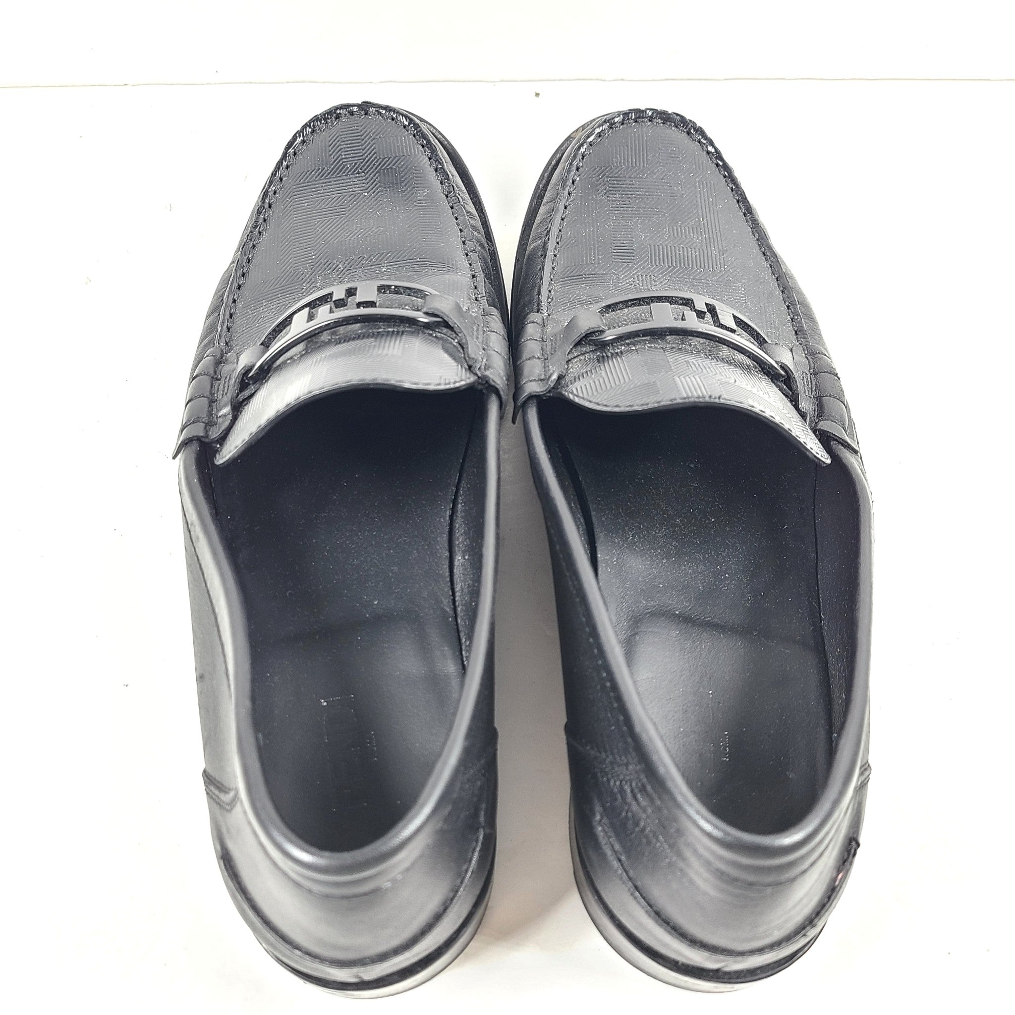 Fendi Men's O'Lock Loafers Leather FF Embossed Casual Shoes Black Sz 8