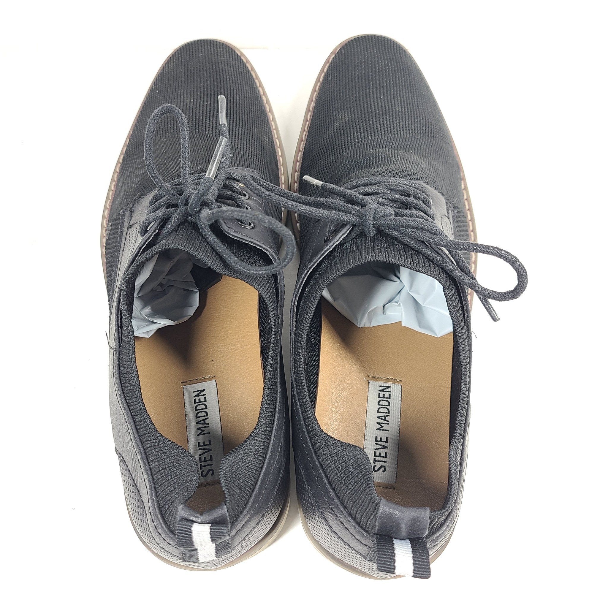 Steve Madden Men's Brawn Knit Casual Lace Up Oxford Shoes Black Sz 10
