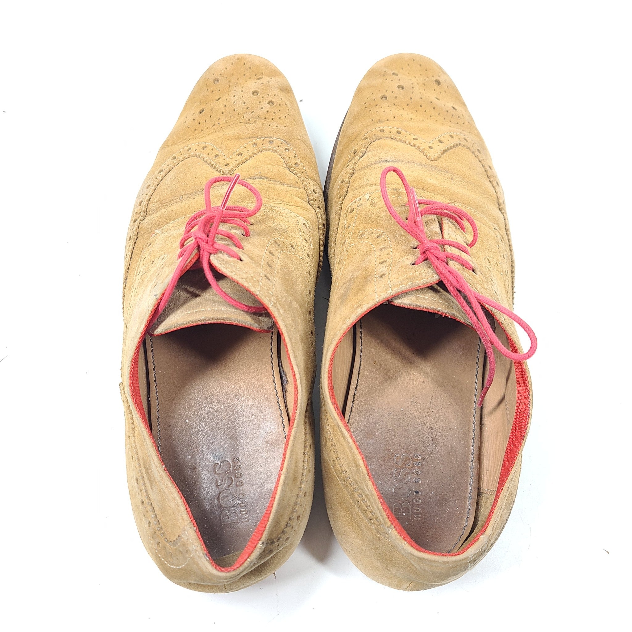 Hugo Boss Men's Suede Wingtip Dress Shoes Brogue Lace Up Oxford Sz 9