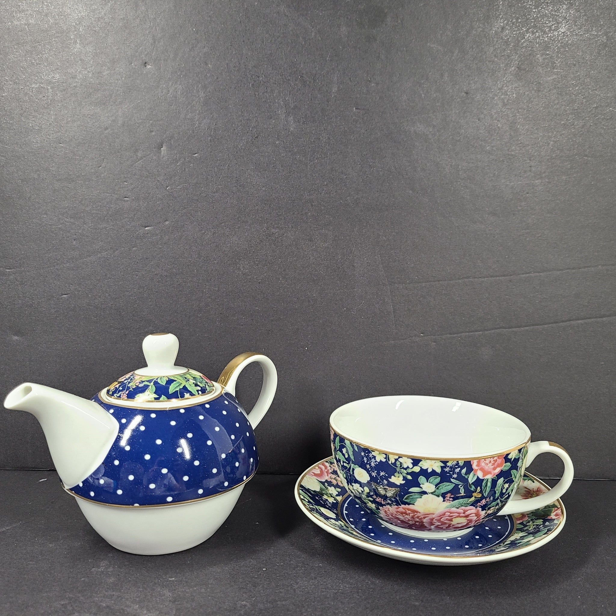 Old Tupton Ware Floral Garden Tea for One Set - Teapot & Cup & Saucer