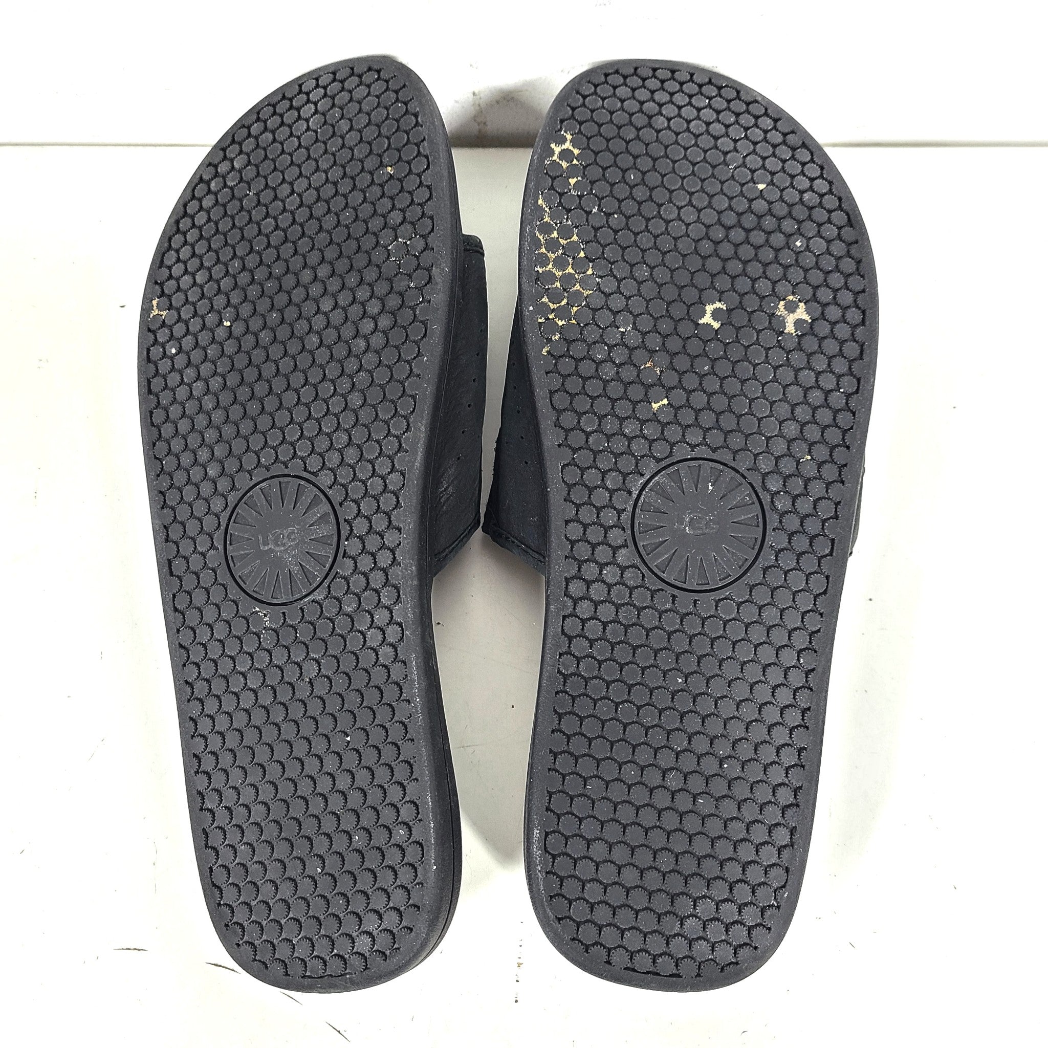 UGG Men's Seaside Slide 1117656 Leather Sandals EVA Footbed Black Sz 11