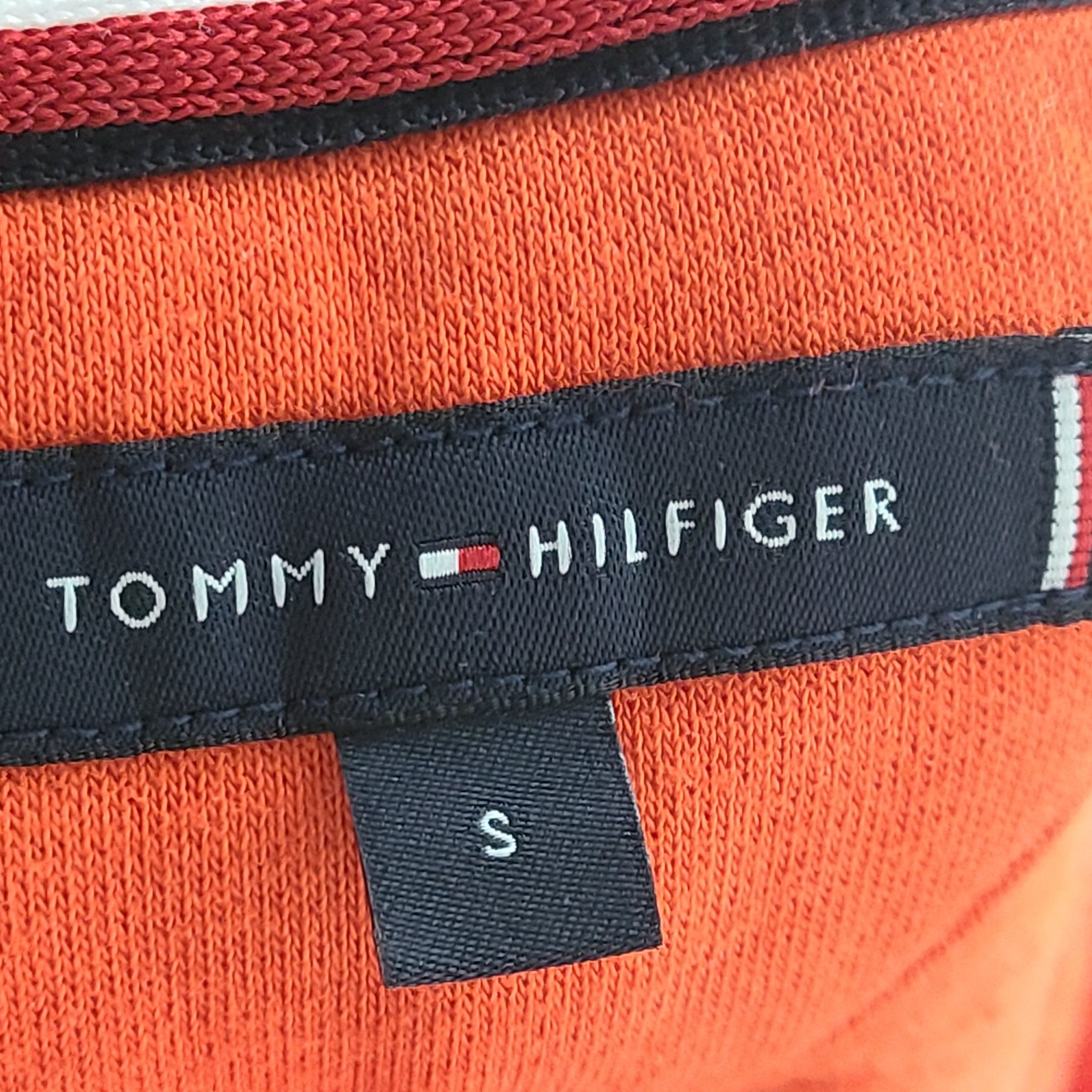 Tommy Hilfiger Men's Logo Half-Zip Sweatshirt Fleece Lined Mock Neck Orange S