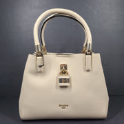 Dune London Drayyson Padlock Shoulder Crossbody Bag Faux Leather Ecru Cream