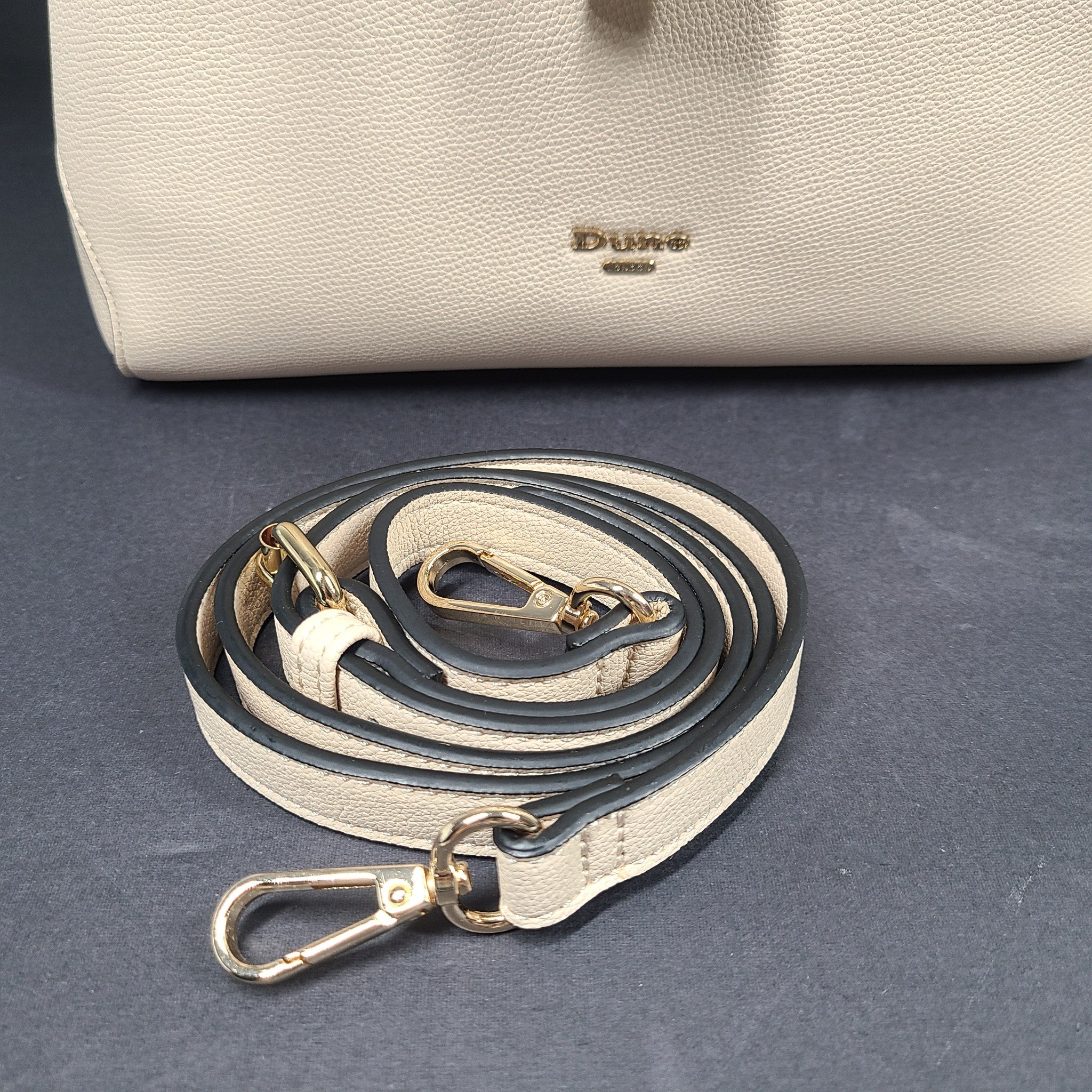 Dune London Drayyson Padlock Shoulder Crossbody Bag Faux Leather Ecru Cream