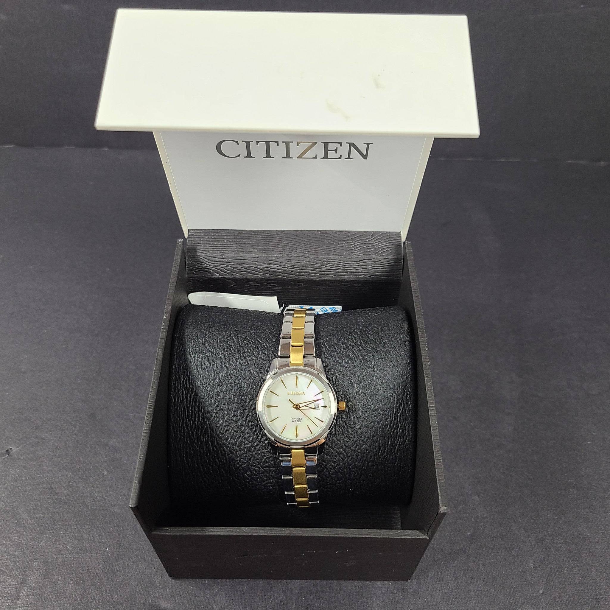 Citizen Women's Elegance Quartz Watch Mother of Pearl SIlver Gold EU6074-51D