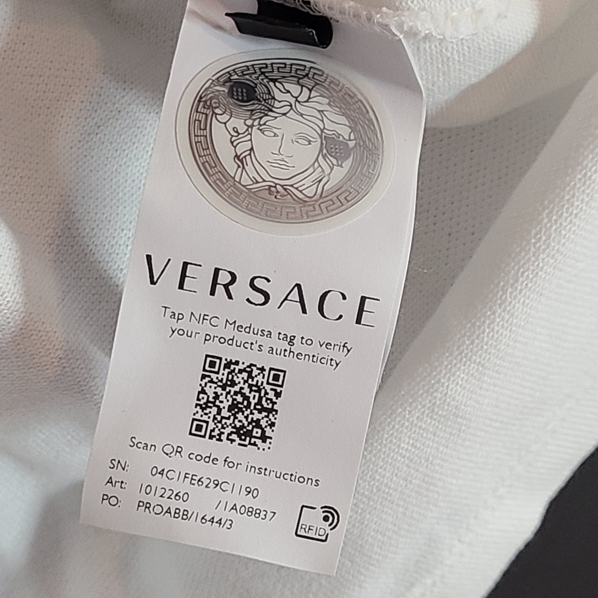 Versace Men's Renaissance Print Collar Polo Shirt White Sz L