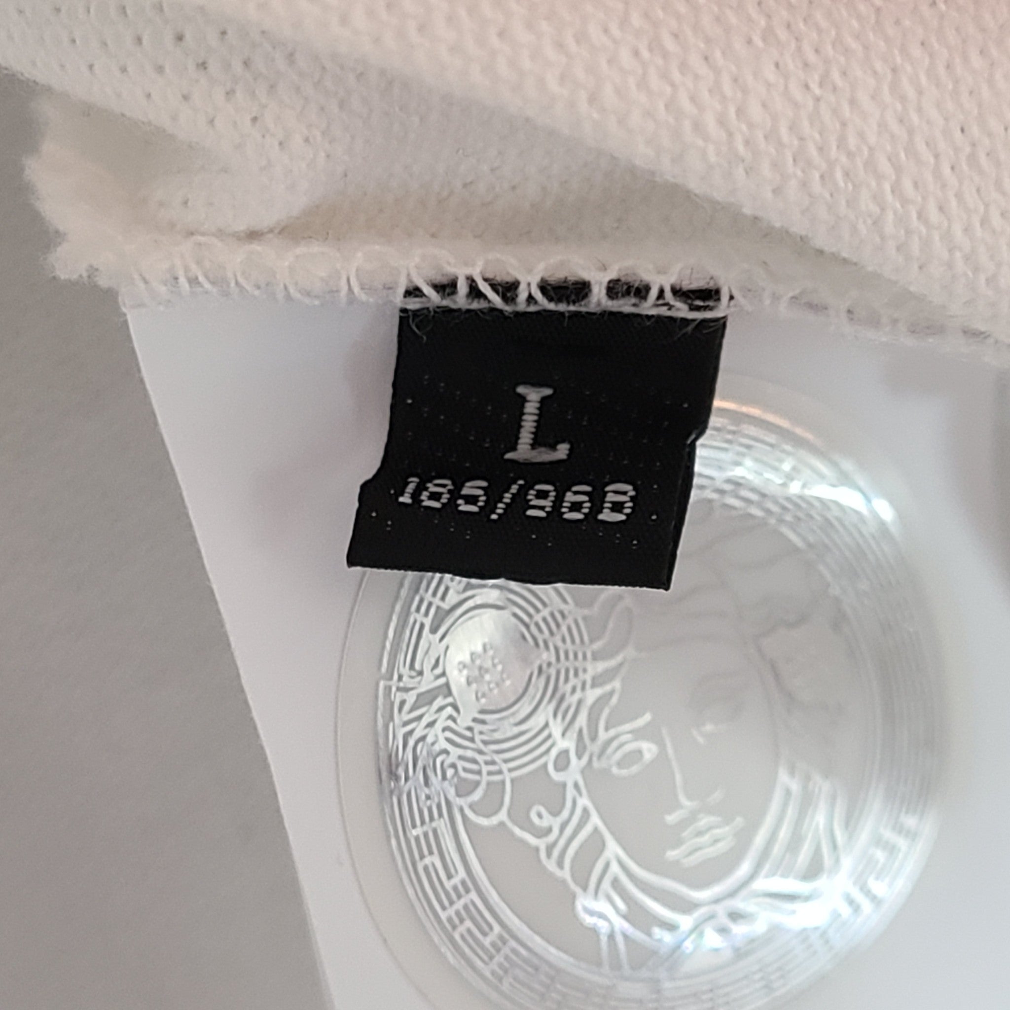 Versace Men's Renaissance Print Collar Polo Shirt White Sz L