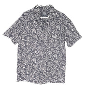 Zoo York Men's Button-Up Allover Graffiti Print Short Sleeve Shirt Black Sz M