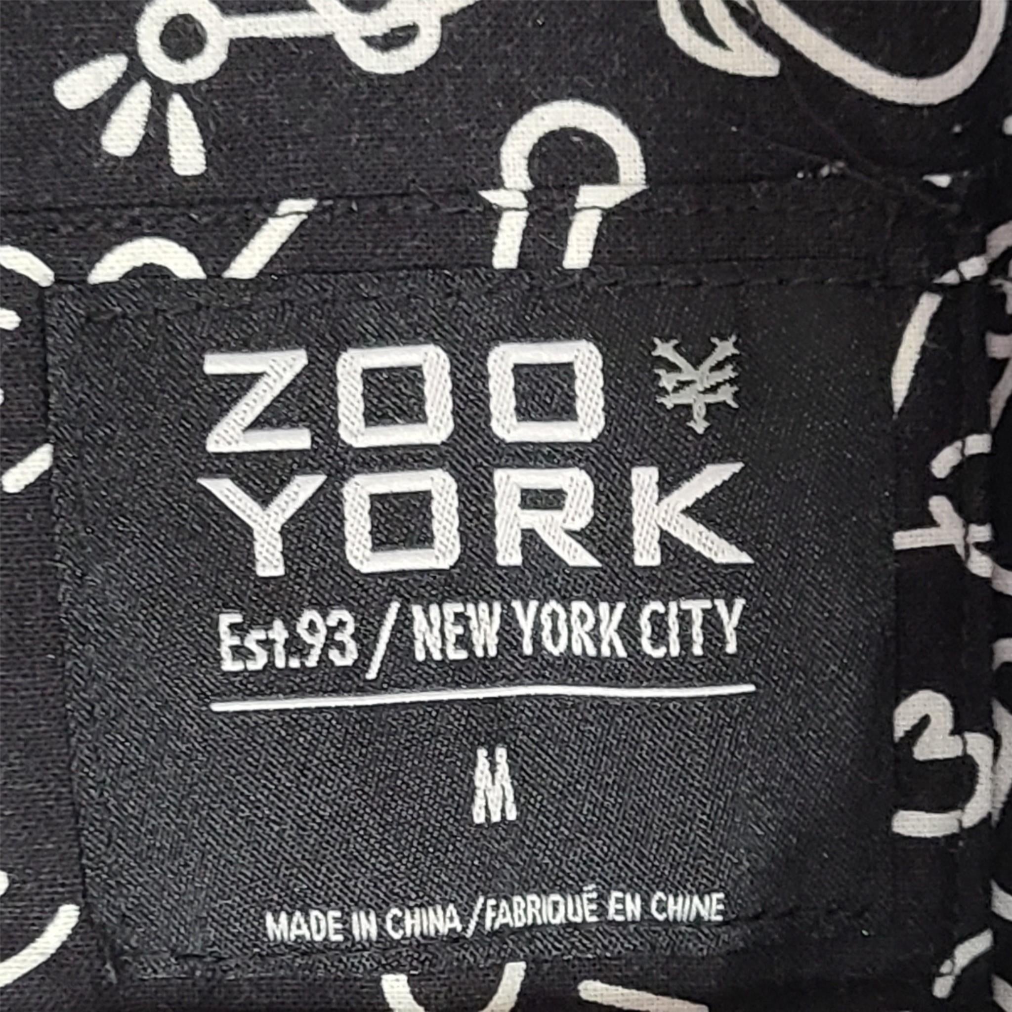 Zoo York Men's Button-Up Allover Graffiti Print Short Sleeve Shirt Black Sz M
