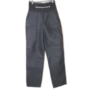 Alexander Wang Women's Logo-Waistband Creased Trousers High Waisted Black Sz 2