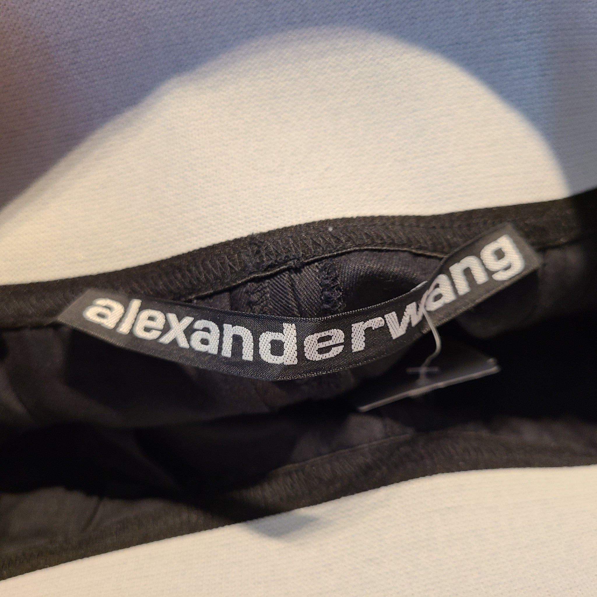 Alexander Wang Women's Logo-Waistband Creased Trousers High Waisted Black Sz 2