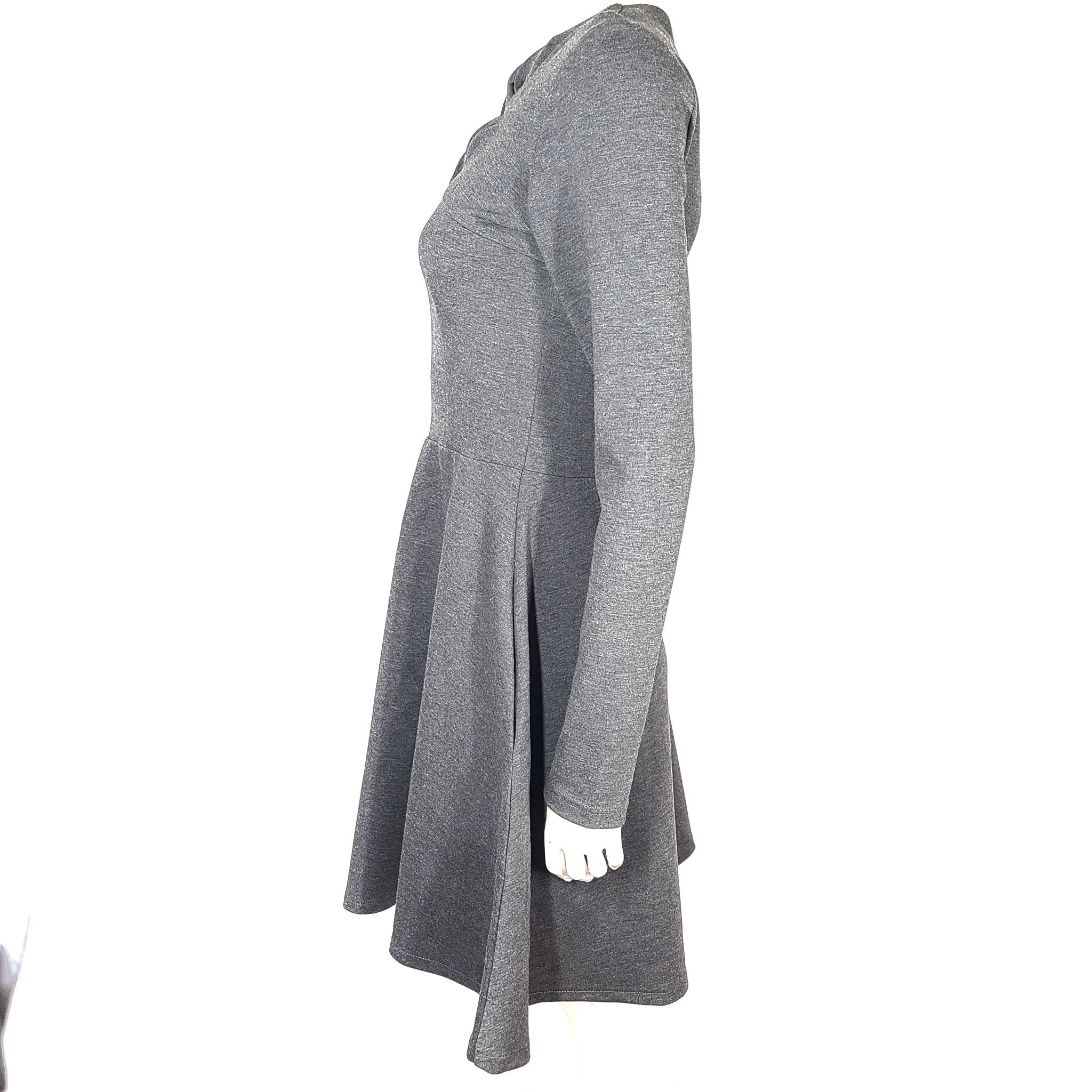 Marilyne Baril Ethical Fashion Long Sleeve Dress Twist Neckline Gray M