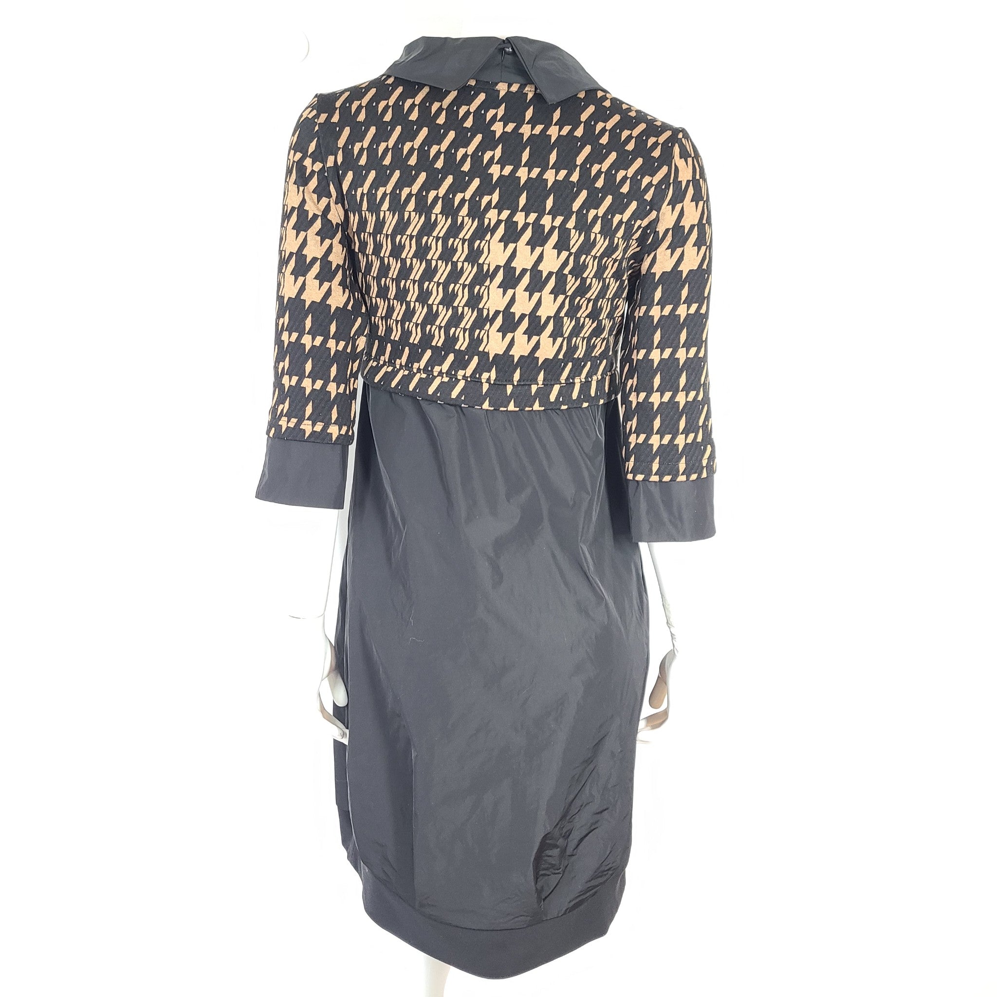 Joseph Ribkoff Women's Houndstooth Print Dress 233174 Black Beige Sz 2