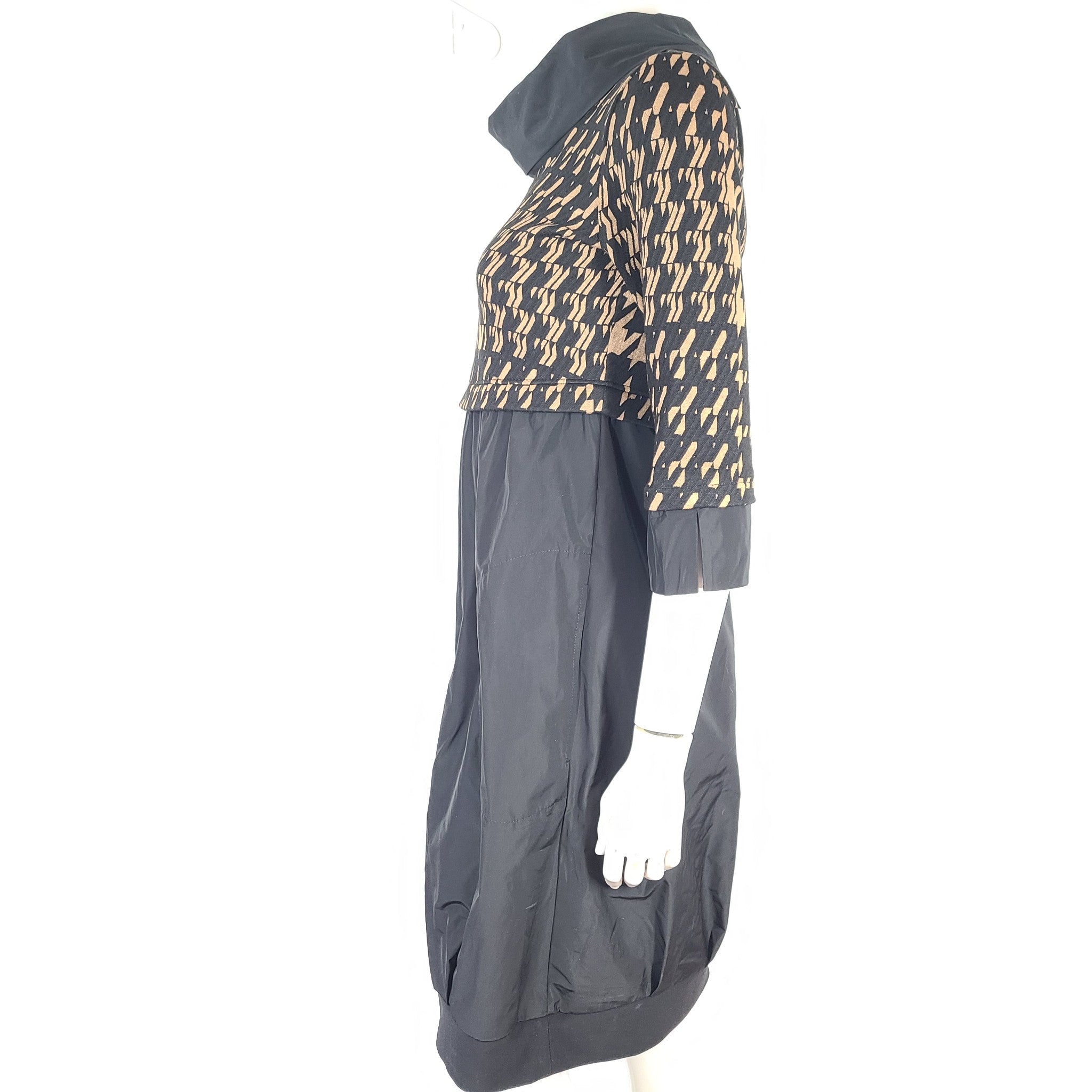 Joseph Ribkoff Women's Houndstooth Print Dress 233174 Black Beige Sz 2